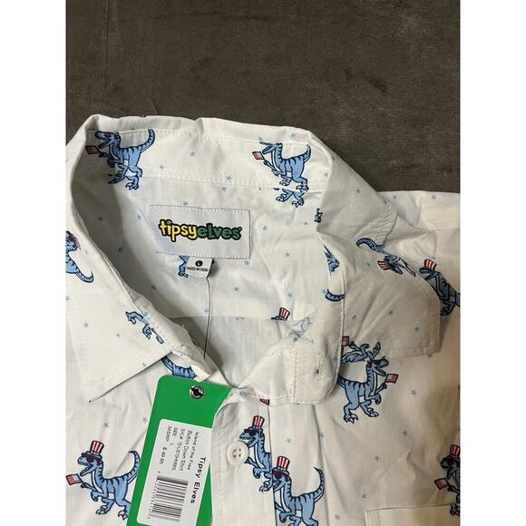 Tipsy Elves Dinosaur‎ Hawaiian Shirt Short Sleeve Button Down Size XL - Picture 2 of 6